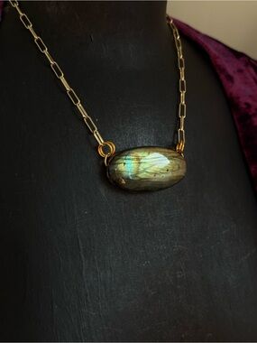 Labradorite Pendant Necklace statement jewelry witchy gothic boho style